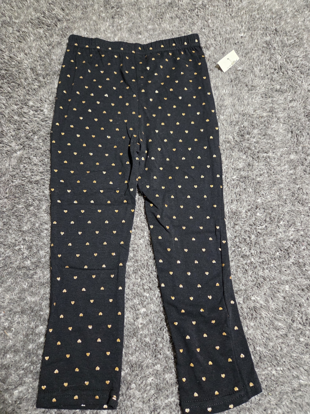 Vitamins Baby Black Leggings with Gold Heart Accent